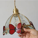 Tiffany butterfly glass wall lamp bedroom brass red led light