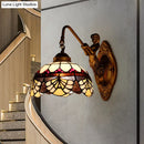 Tiffany gold cut floral stained glass wall sconce bedroom light