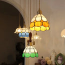 Tiffany green & cream stained glass led pendant lamp dining room