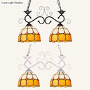 DecorBites™ Stylish Grid Dome Chandelier: 2-Head Tiffany Island Lamp in Black/White - Perfect for Dining Room Lighting