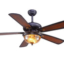 Tiffany stained glass brown wood ceiling fan light living room