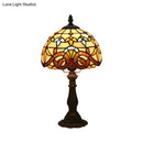 DecorBites™ Tiffany Art Glass Night Lamp - Bowl Shaped Stained Glass Table Lighting in Yellow/Blue