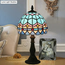 DecorBites™ Tiffany Art Glass Night Lamp - Bowl Shaped Stained Glass Table Lighting in Yellow/Blue