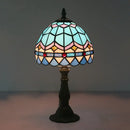 DecorBites™ Tiffany Art Glass Night Lamp - Bowl Shaped Stained Glass Table Lighting in Yellow/Blue