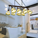 DecorBites™ Tiffany Style Beige Conical Island Lighting Fixture - 8-Light Stainless Glass Hanging Lamp for Dining Room