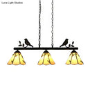 Tiffany style beige glass island lighting dining room bird accent
