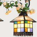 DecorBites™ Tiffany Style Blue/Clear Island Light Fixture - 3 Lights - Stainless Glass Shade - Ideal for Balcony - Hanging Ceiling Light