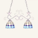Tiffany style blue & white glass pendant lamp – balcony light