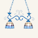Tiffany style blue & white glass pendant lamp – balcony light