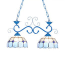 Tiffany style blue & white stained glass pendant light dining room