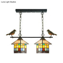 Tiffany style multi color glass shade pendant light living room