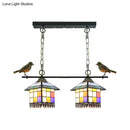 Tiffany style multi color glass shade pendant light living room