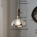 Tiffany style pink & peach butterfly glass flower led pendant lamp bedroom