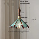 Tiffany style pink & peach butterfly glass flower led pendant lamp bedroom