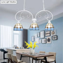 Tiffany style pink & white stained glass pendant light dining room