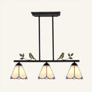 DecorBites™ Tiffany Style Conic Island Pendant Light - Stainless Glass with Bird Decoration