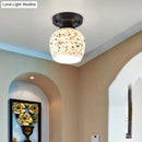Tiffany style white mosaic shaded semi flush mount bedroom light