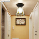 Tiffany style white mosaic shaded semi flush mount bedroom light