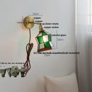 Tiffany tulip colorful square glass wall lights bedroom sconce