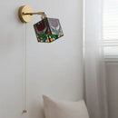 Tiffany tulip colorful square glass wall lights bedroom sconce