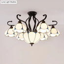 Tiffany turquoise flower semi-flush mount living room ceiling light