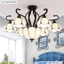 Tiffany turquoise flower semi-flush mount living room ceiling light