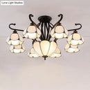 Tiffany turquoise flower semi-flush mount living room ceiling light
