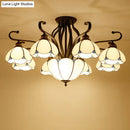 Tiffany turquoise flower semi-flush mount living room ceiling light