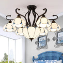 Tiffany turquoise flower semi-flush mount living room ceiling light