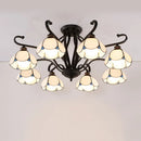 Tiffany turquoise flower semi-flush mount living room ceiling light