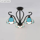 Tiffany turquoise flower semi-flush mount living room ceiling light