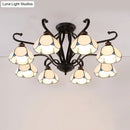 Tiffany turquoise flower semi-flush mount living room ceiling light