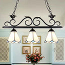 Tiffany white & blue floral island chandelier light dining room