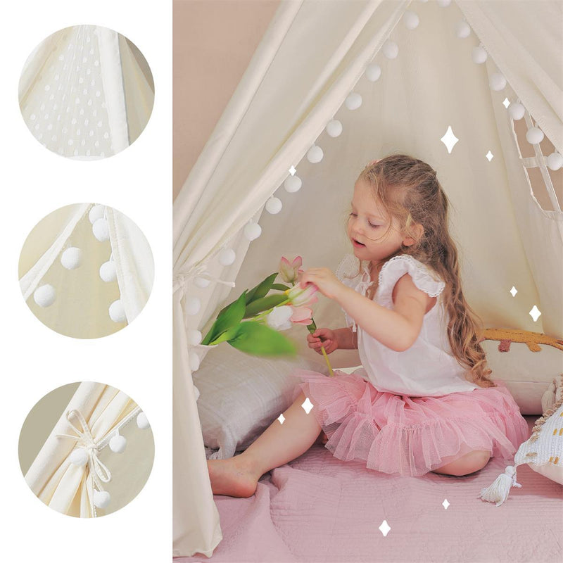 pomp tent Tiny Land® Teepee Tent for Kids With Pompom Ball