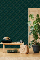 Dark Green Geometrical Wallpaper