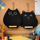 Set of 2 Owl Shaped Chalkboards Wooden Hanging Blackboard Signs for Kitchen Decor or Events