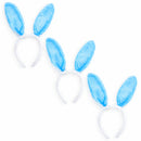 Set of 3 Blue Bunny Ear Headbands - Easter Costume Accessory 11.7 Inches