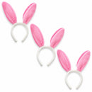 Set of 3 Costume Bunny Ear Headbands in Bright Pink, Each 11.7 Inches