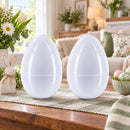 Set of 2 White Large  Jumbo  Giant Fillable Plastic Easter Eggs 10 Inches