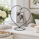 Heart-Shaped Hanging Photo Picture Frame and Black Metal Ornament Stand 9.75 Inches