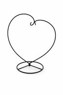 Heart-Shaped Hanging Photo Picture Frame and Black Metal Ornament Stand 9.75 Inches