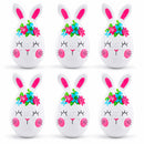 Set of 6 Floral Bunnies Plastic Easter Eggs 3.25 Inches