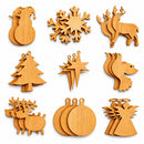 Set of 27 Wooden Ornament Cutouts DIY Unfinished Wood Shapes for Christmas Crafts and Decorations