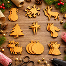 Set of 27 Wooden Ornament Cutouts DIY Unfinished Wood Shapes for Christmas Crafts and Decorations