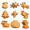 Set of 27 Wooden Ornament Cutouts DIY Unfinished Wood Shapes for Christmas Crafts and Decorations