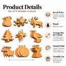 Set of 27 Wooden Ornament Cutouts DIY Unfinished Wood Shapes for Christmas Crafts and Decorations