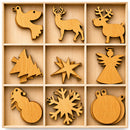 Set of 27 Wooden Ornament Cutouts DIY Unfinished Wood Shapes for Christmas Crafts and Decorations