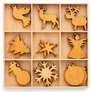 Set of 27 Wooden Ornament Cutouts DIY Unfinished Wood Shapes for Christmas Crafts and Decorations