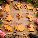 Set of 27 Wooden Ornament Cutouts DIY Unfinished Wood Shapes for Christmas Crafts and Decorations