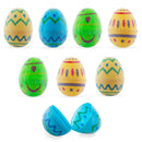 Set of 8 Sugar-coated Style Ukrainian Geometric Plastic Easter Eggs 2.25 Inches